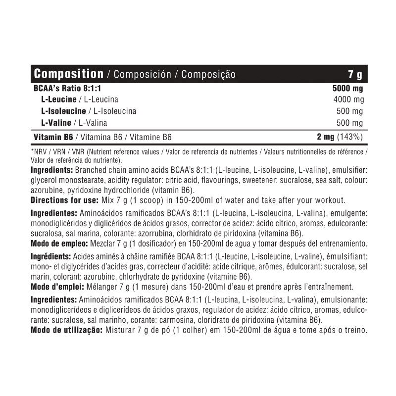 BCAA ZERO 8:1:1 280 GR SABOR CEREZA