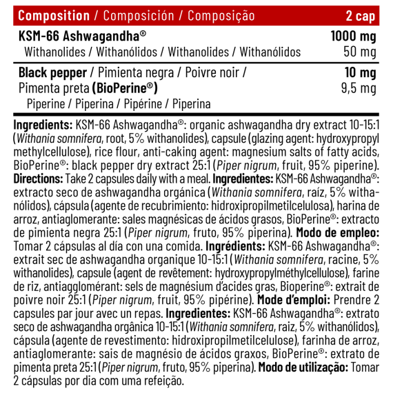 VITAL KSM-66 ASHWAGANDHA KSM-66® 60 CAPSULAS
